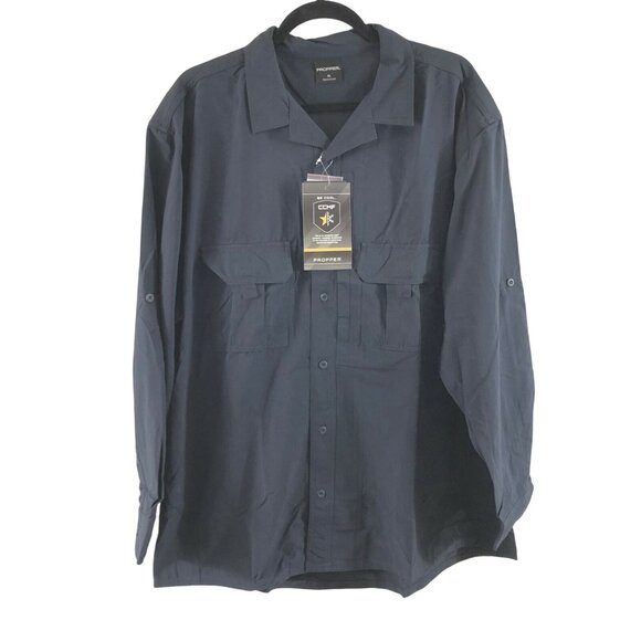 Propper Mens Sonora Shirt Tactical Long Sleeve Vented Nylon Button Down Blue XL - Picture 1 of 9
